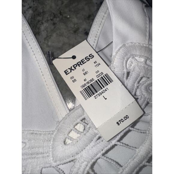 NWT WHITE LACE LARGE EXPRESS WOMENS BODYSUIT BRAND NEW (p26) - Picture 4 of 6